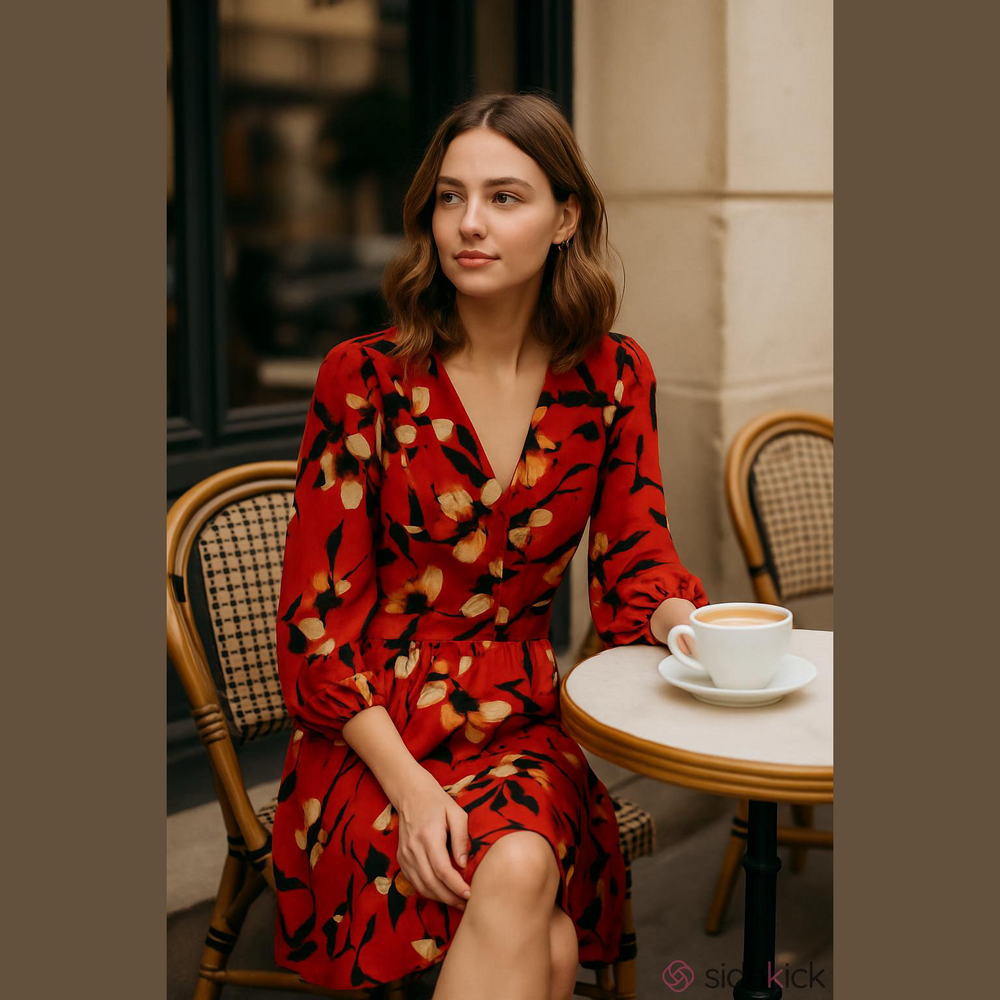 NWT BAND OF FREE FLORAL LONG SLEEVE DRESS - Picture 2 of 5